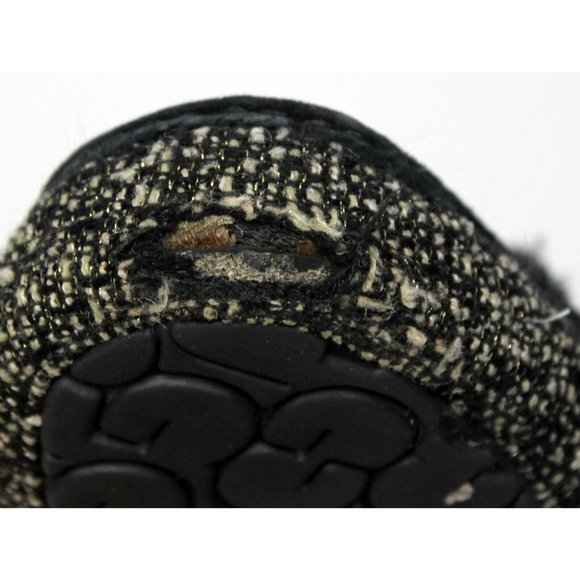 UGG Black Woman's House Slippers Size 7 Slip On Wool Lining Tweed Woven - Picture 9 of 11